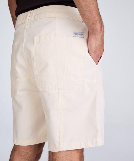 bermuda reta masculina de sarja com recorte off white