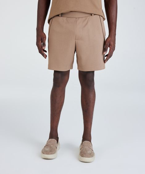 short reto masculino texturizado com bolso bege