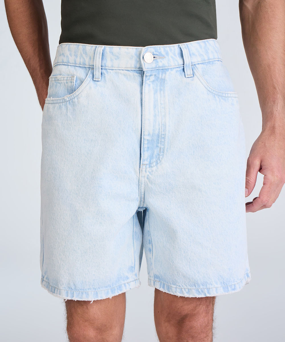 bermuda masculina jeans destroyed azul