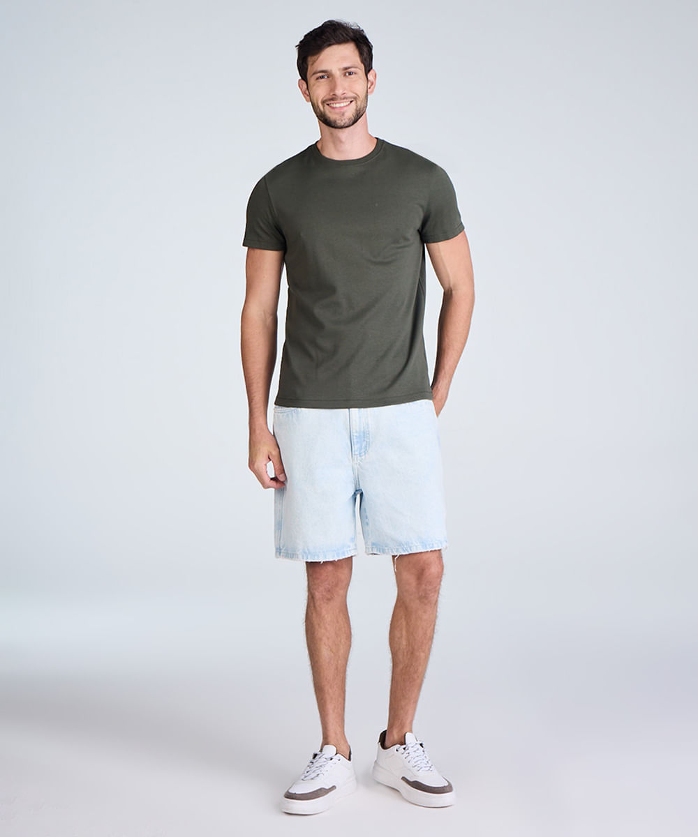bermuda masculina jeans destroyed azul