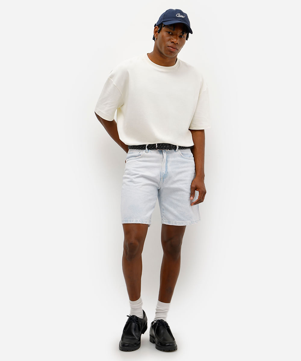 bermuda masculina jeans destroyed azul