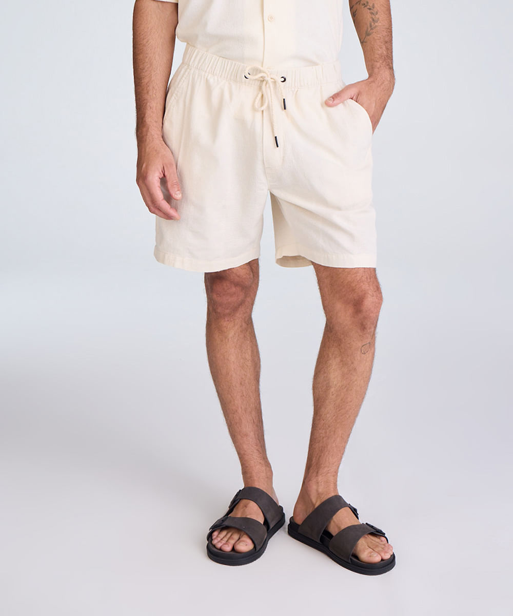 bermuda jogger masculina texturizada off white