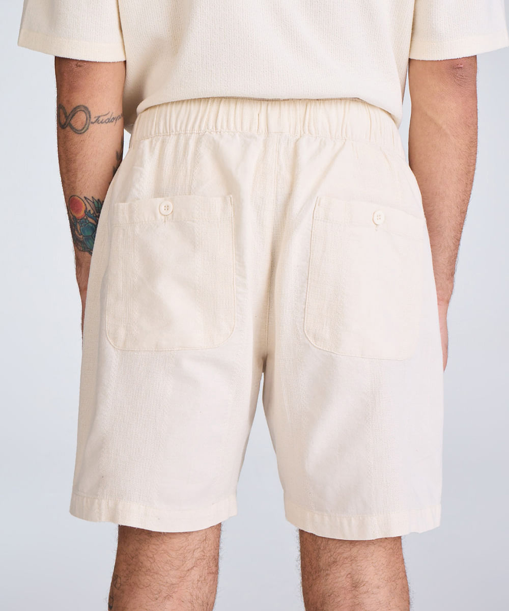 bermuda jogger masculina texturizada off white