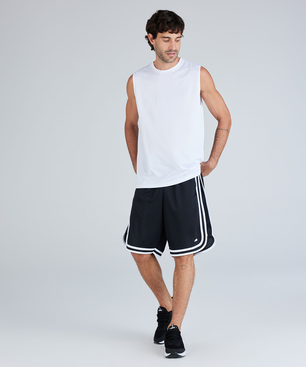 bermuda basquete com vivos esportivos ace preta