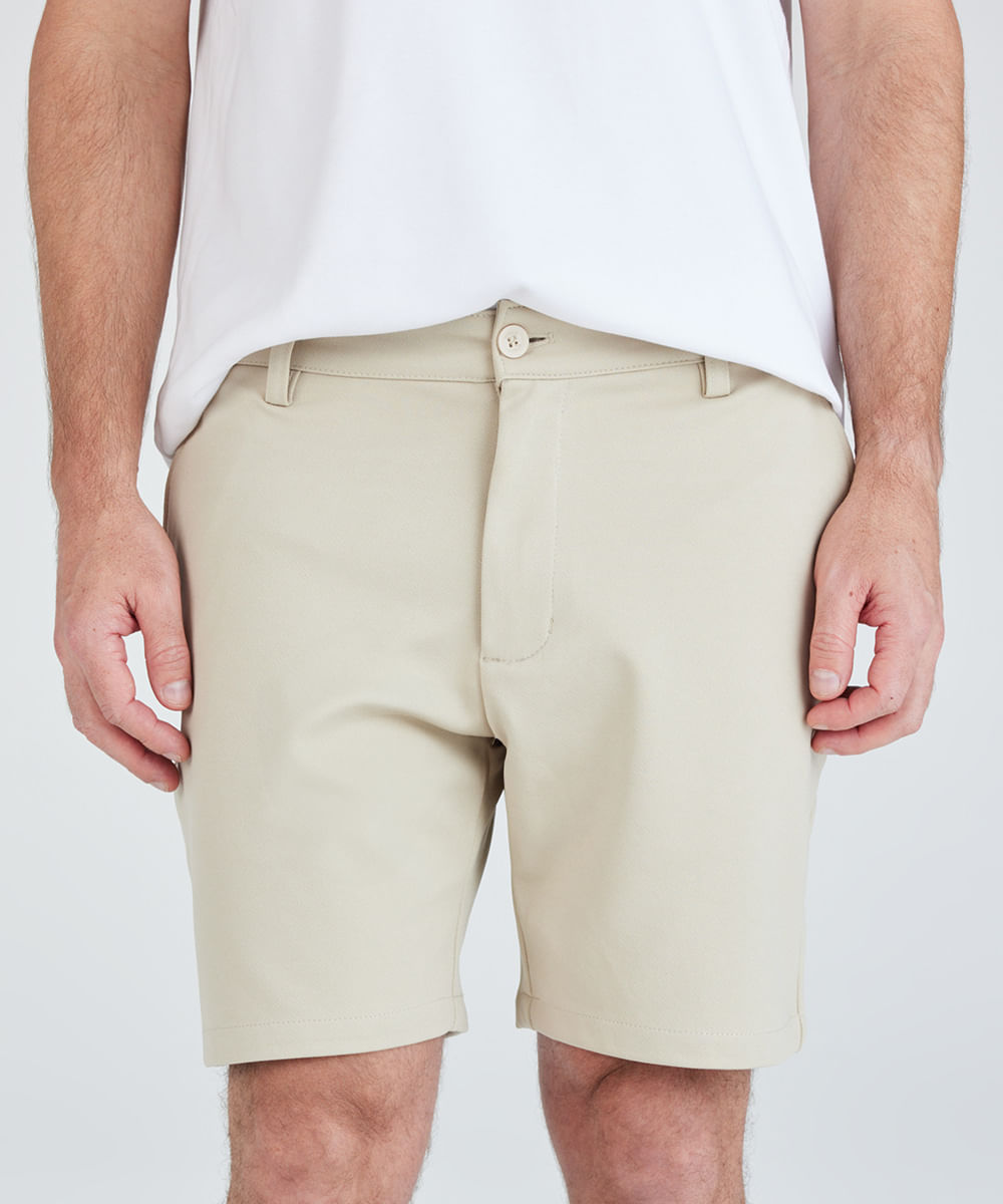 short reto de alfaiataria masculino texturizado bege