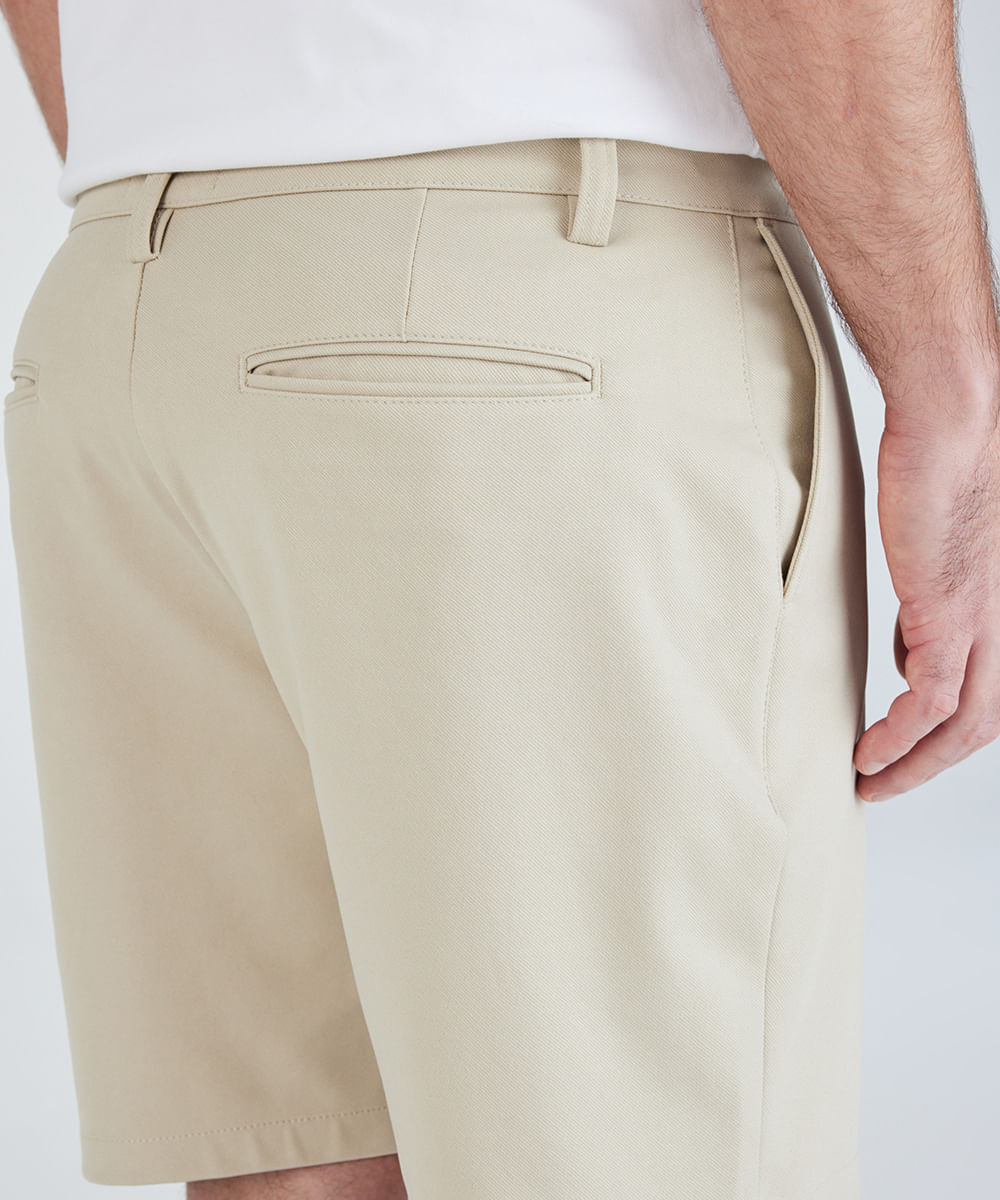 short reto de alfaiataria masculino texturizado bege