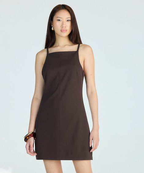 vestido curto feminino de alfaiataria marrom