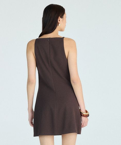 vestido curto feminino de alfaiataria marrom