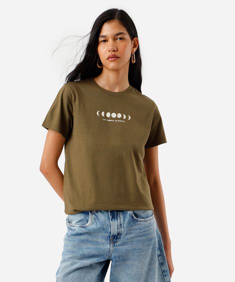 camiseta feminina de algodão waves verde