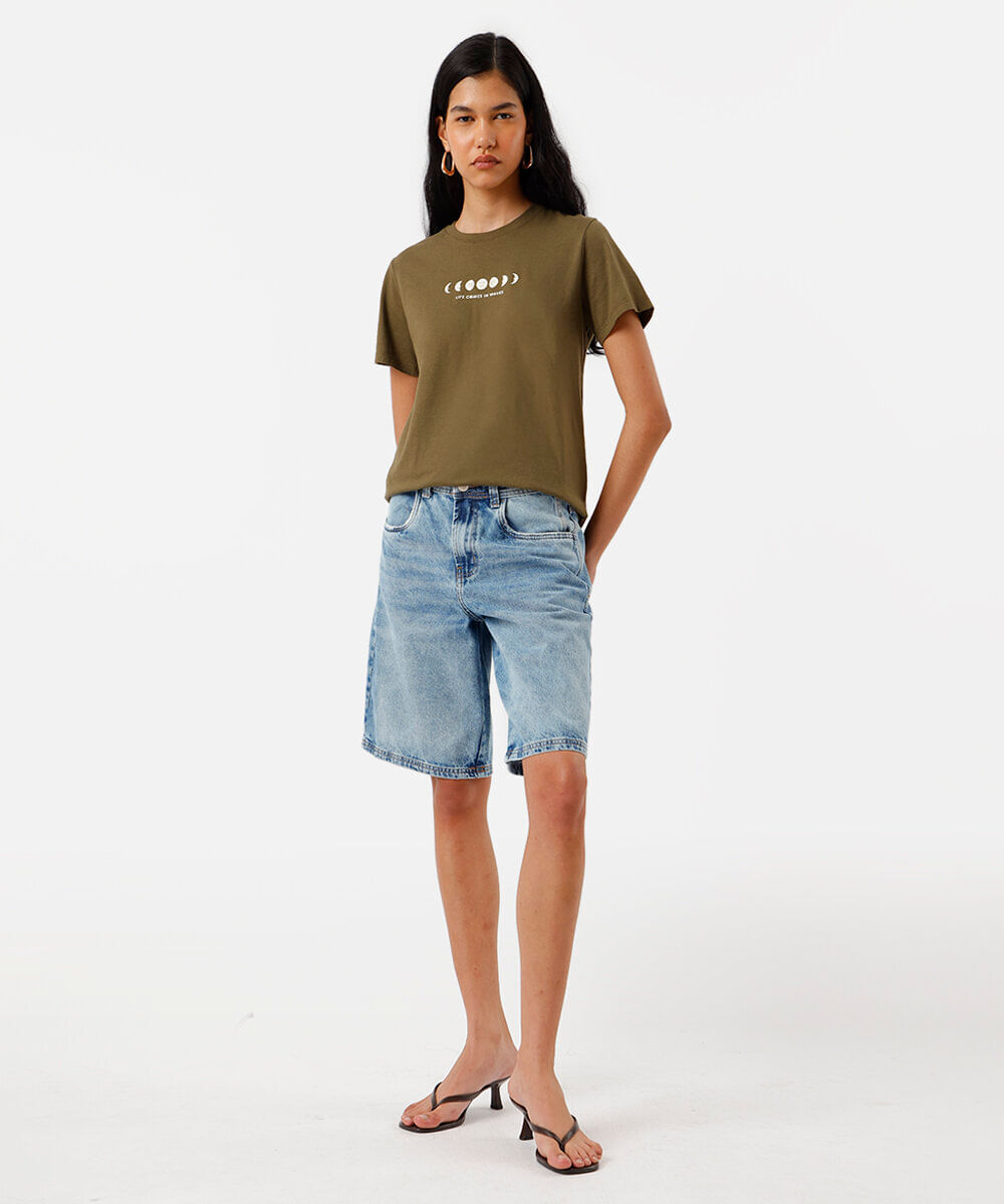 camiseta feminina de algodão waves verde