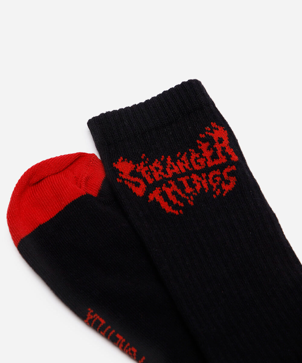 meia cano alto com algodão stranger things colorido