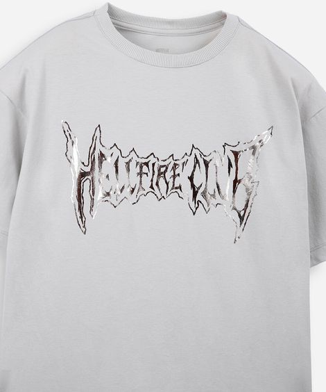 camiseta juvenil de algodão stranger things cinza