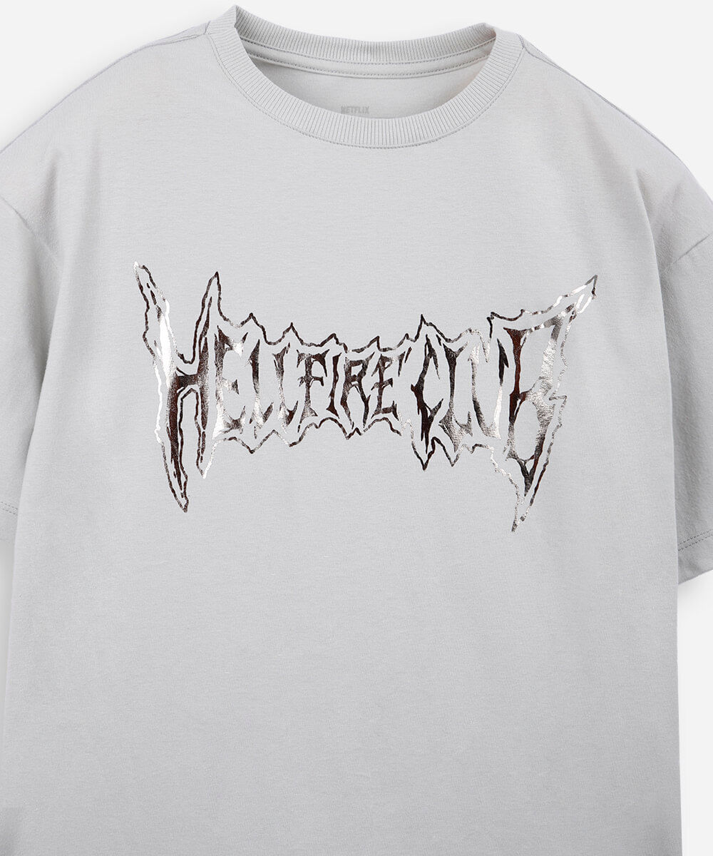 camiseta juvenil de algodão stranger things cinza