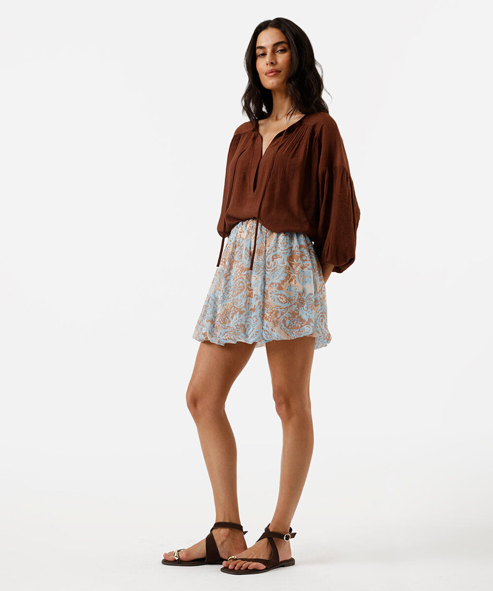 bata feminina com viscose texturizada marrom