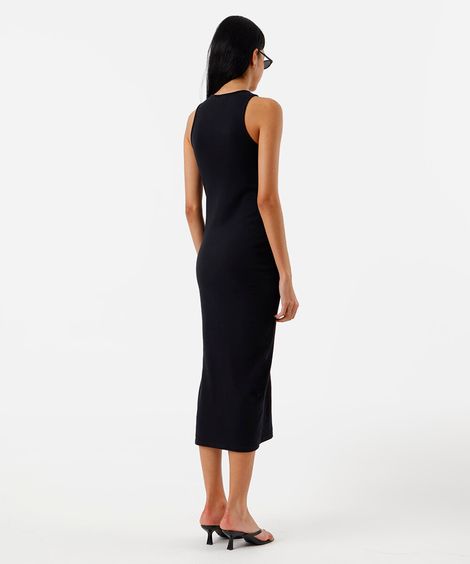 vestido midi tubinho feminino de algodão básico preto