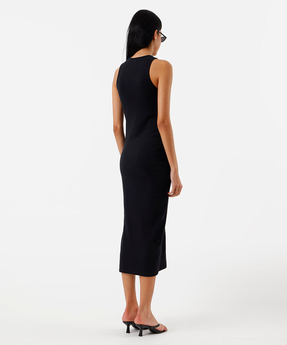 vestido midi tubinho feminino de algodão básico preto
