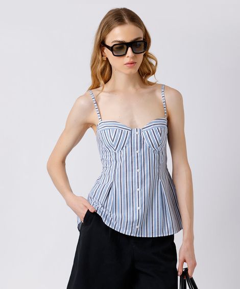 blusa peplum feminina listrada mindset azul