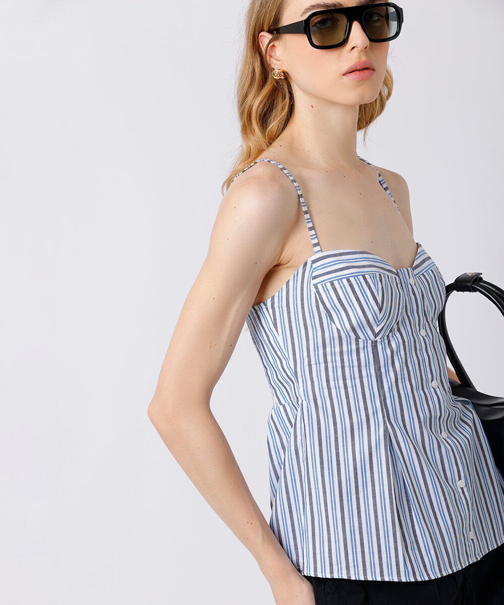 blusa peplum feminina listrada mindset azul