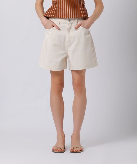 short los angeles feminino de sarja mindset off white