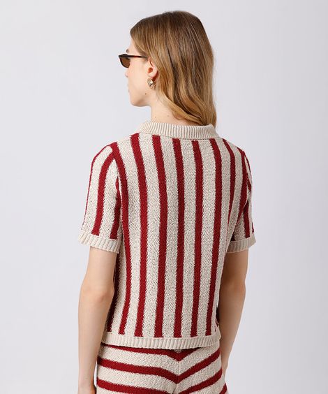 camisa feminina de tricot texturizada listrada mindset colorida