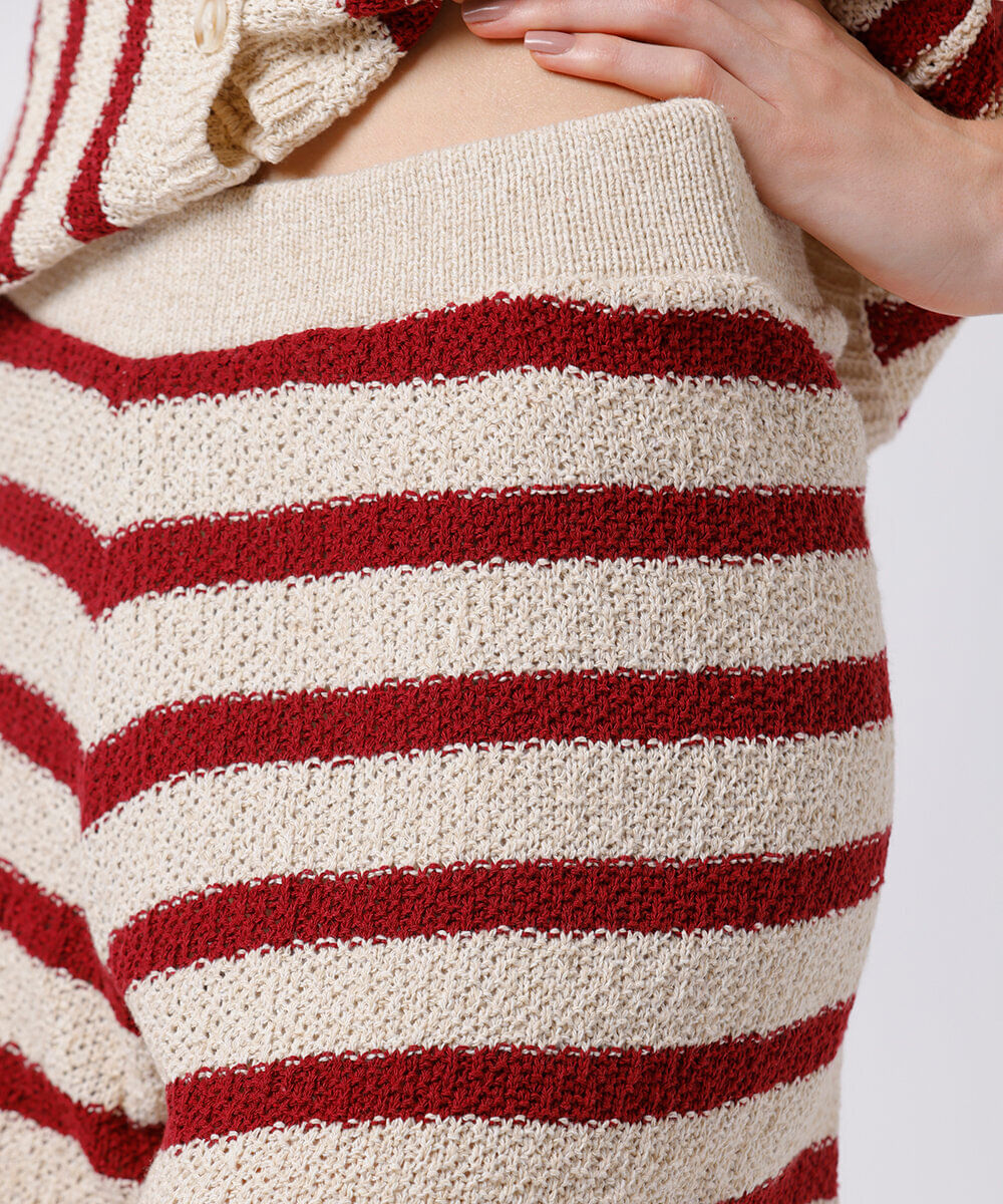 short curto feminino de tricot texturizado listrado mindset colorido