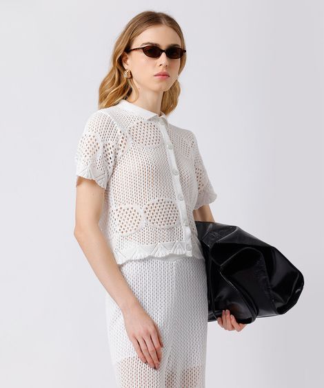 camisa feminina de tricot mindset branca