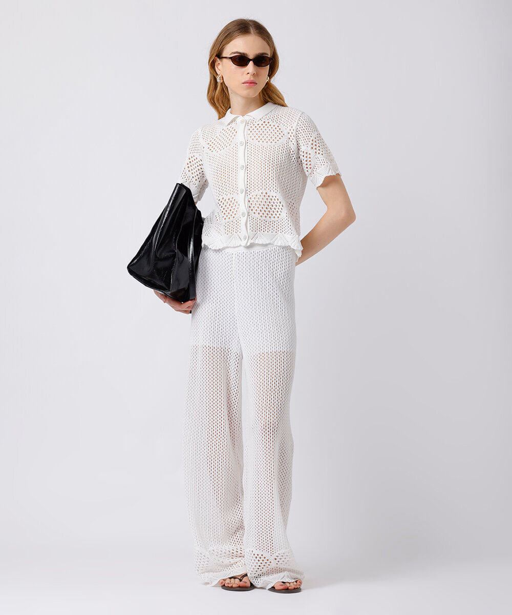 camisa feminina de tricot mindset branca