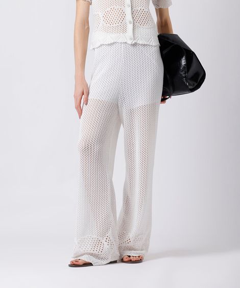 calça reta feminina de tricot mindset branca