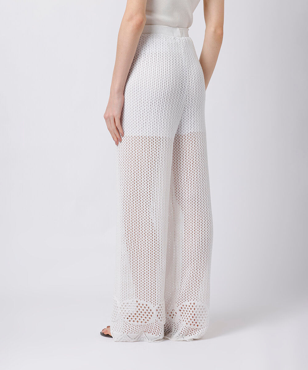 calça reta feminina de tricot mindset branca