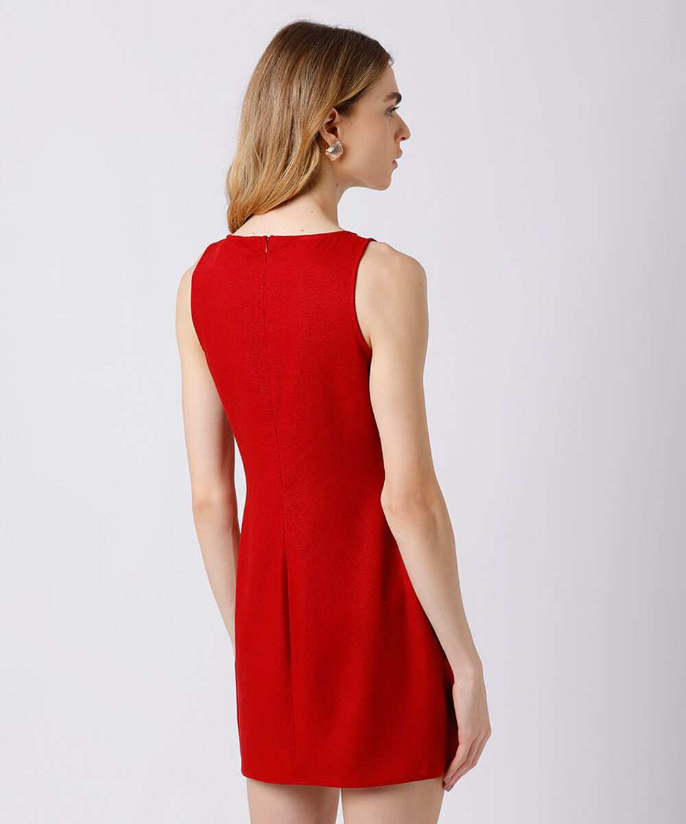 vestido curto feminino com linho mindset vermelho