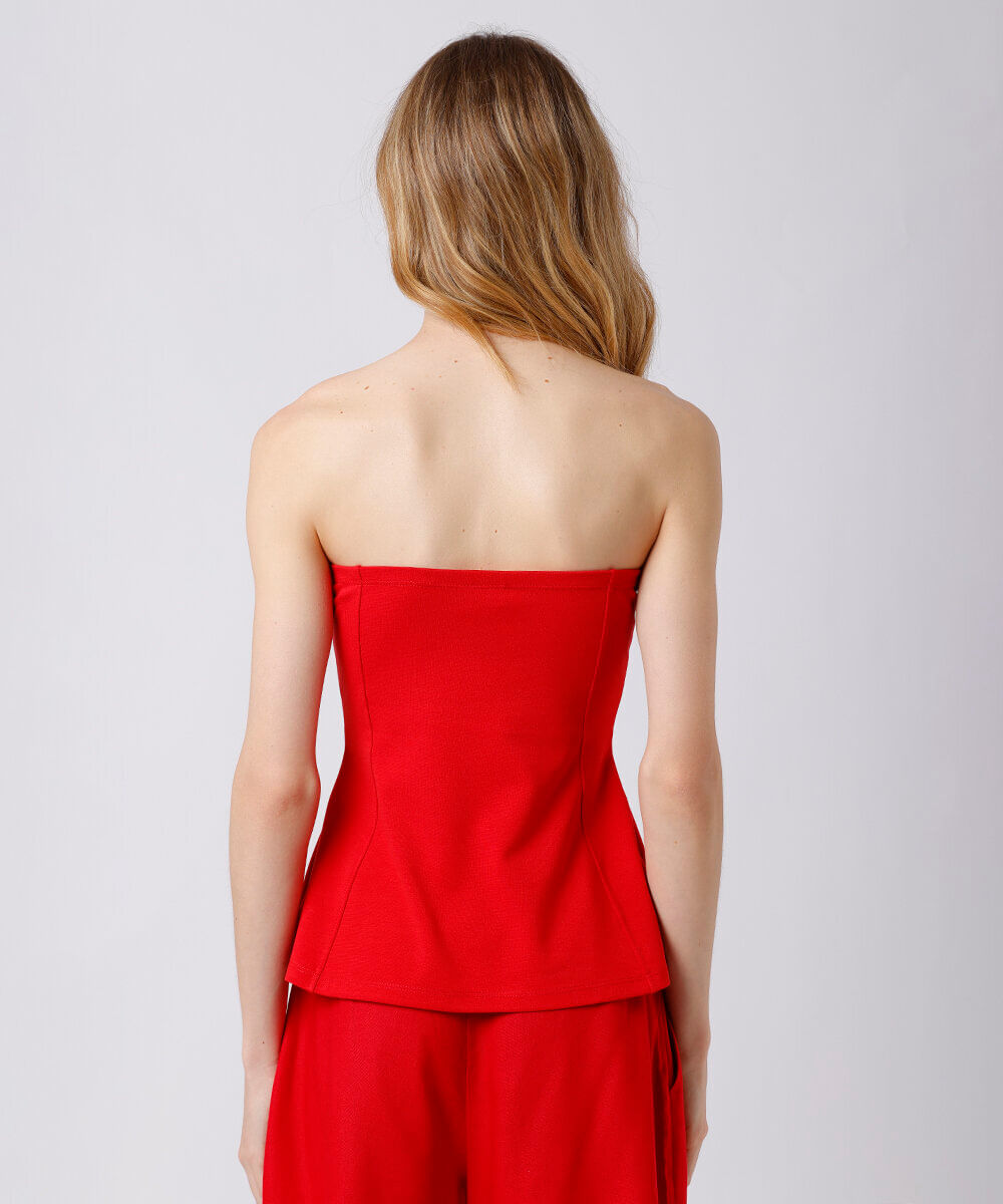 blusa peplum feminina sem alça mindset vermelha