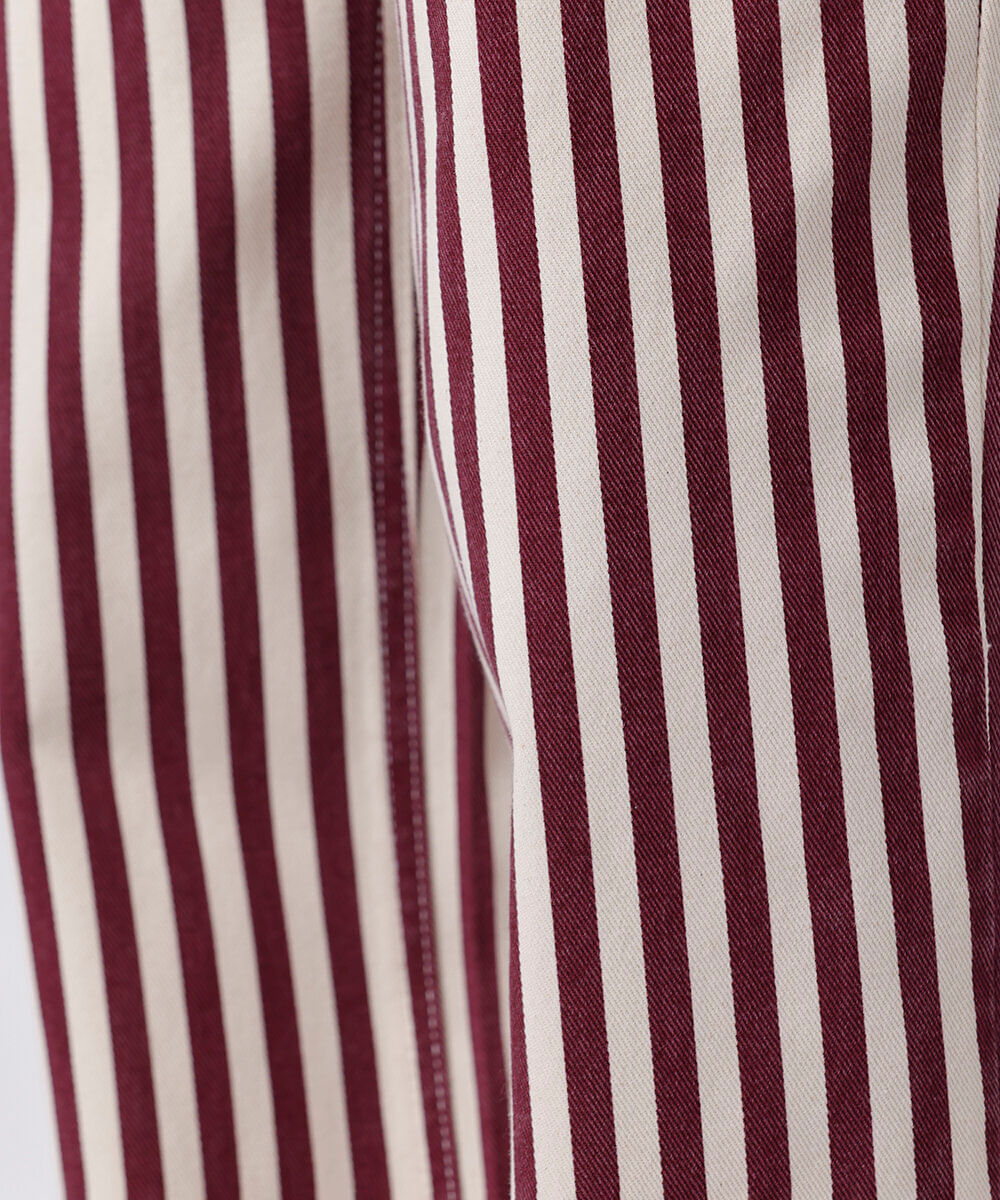 calça reta feminina de sarja listrada mindset vinho