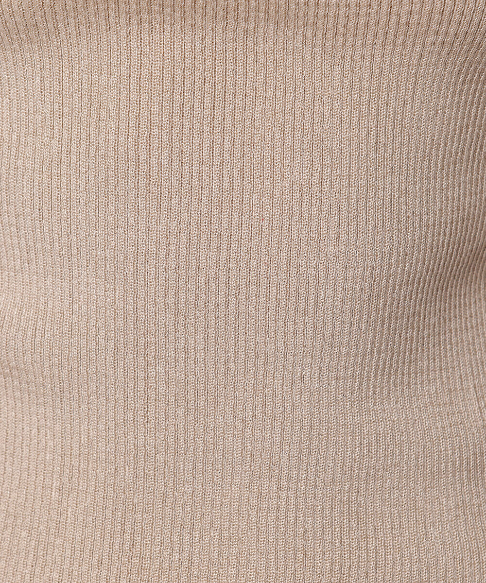 blusa feminina de tricot halterneck canelada mindset bege