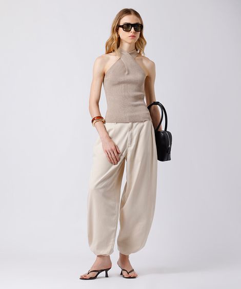 calça aladim feminina de sarja mindset bege