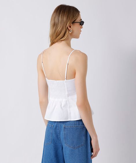 bata alça fina feminina de algodão mindset off white