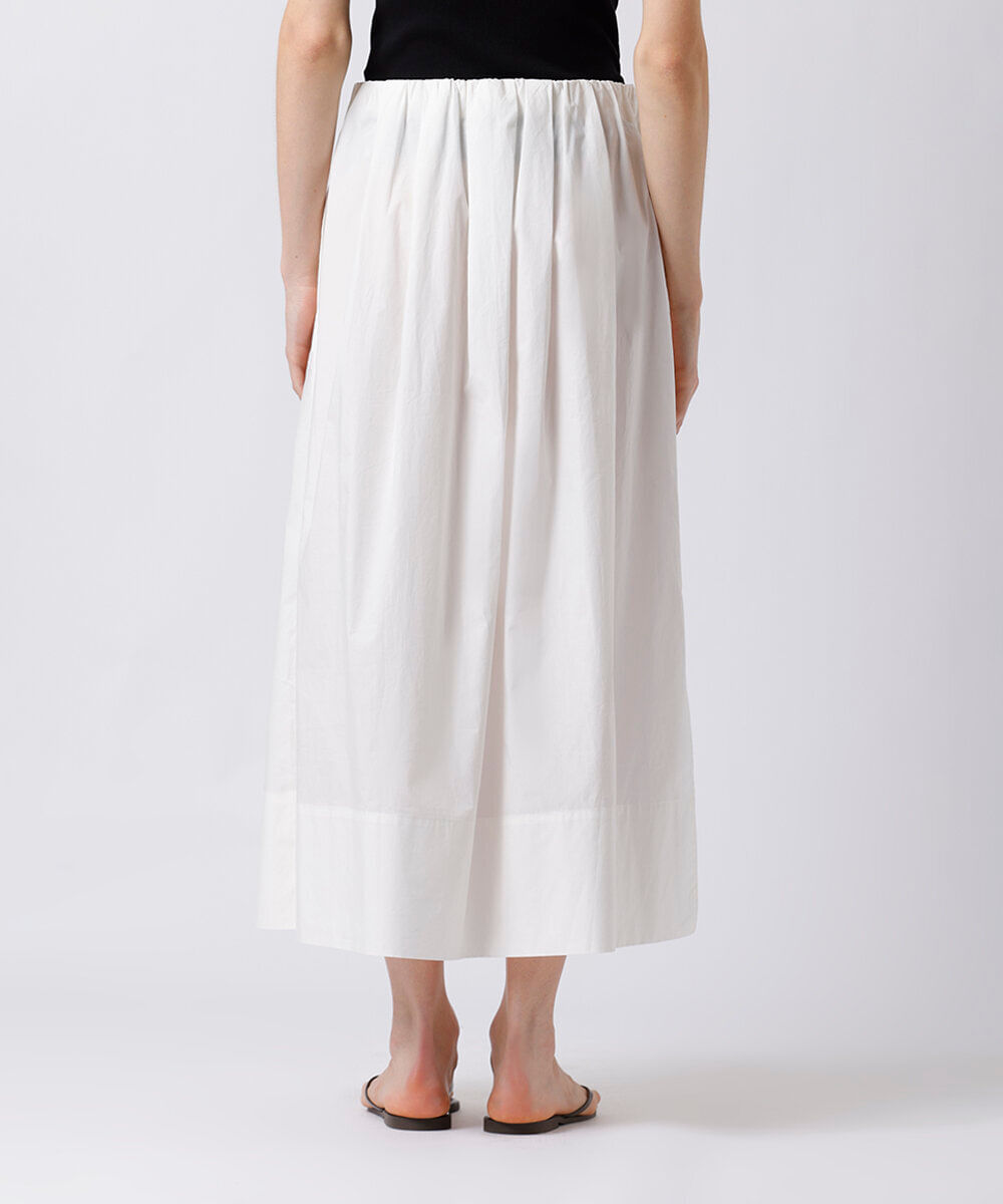 saia midi feminina de algodão com pregas mindset off white