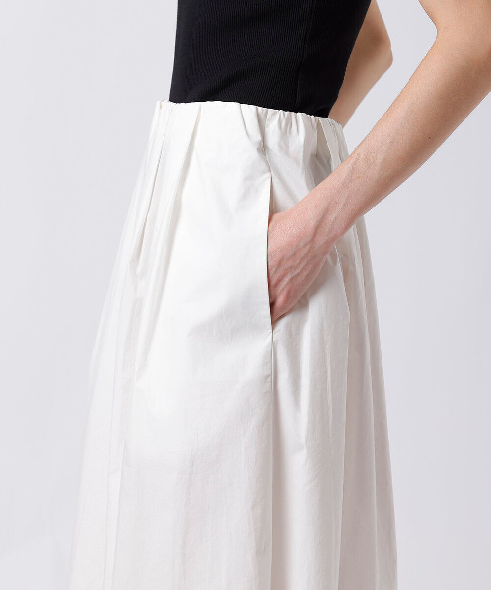 saia midi feminina de algodão com pregas mindset off white