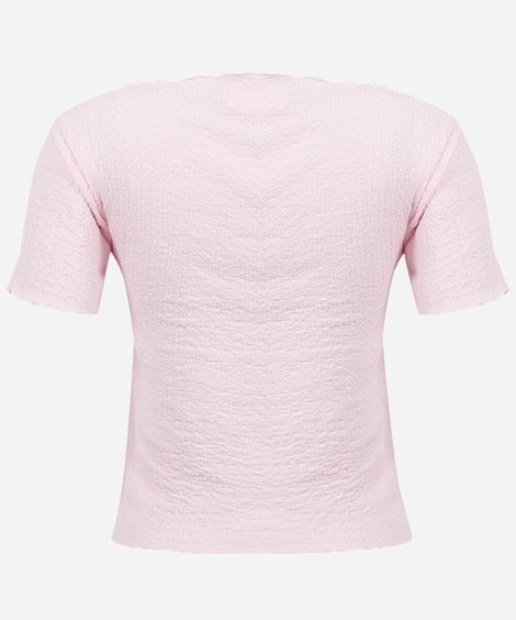 blusa juvenil decote canoa texturizada rosa