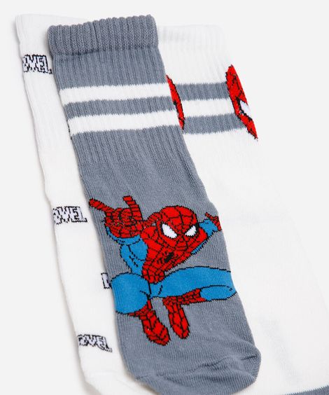 kit de 3 meias cano alto infantis homem aranha colorido