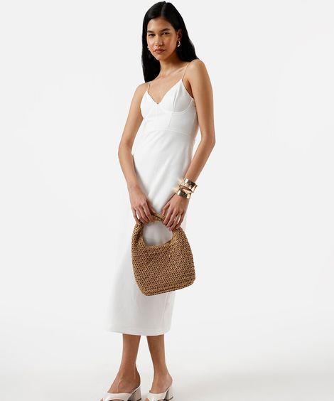vestido midi feminino corset off white