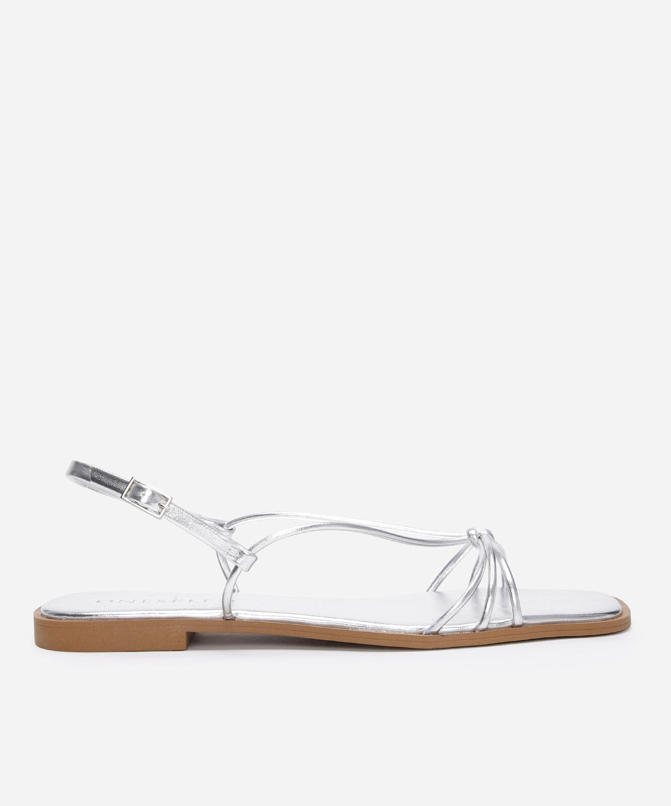 rasteirinha bico quadrado oneself prateada