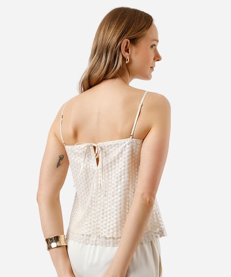blusa alça fina feminina de paetê bege