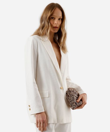 blazer de alfaiataria feminino com linho off white