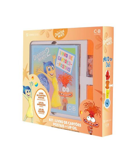 kit de lip oil alegria e ansiedade divertidamente com livro