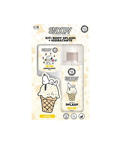 kit de body splash 120ml creme para mãos e corpo 60ml snoopy