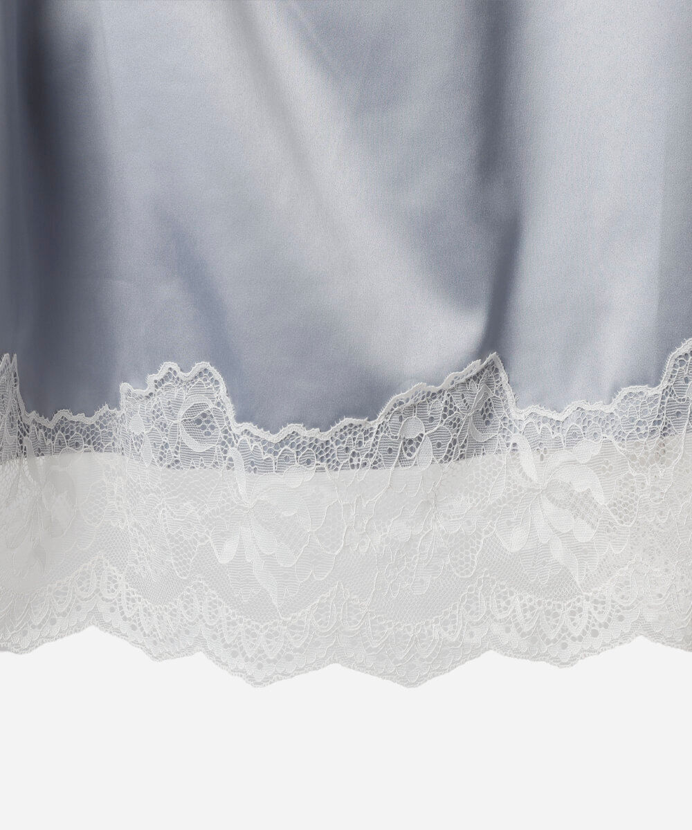 camisola feminina alça fina com renda acetinada mindset plus size  cinza