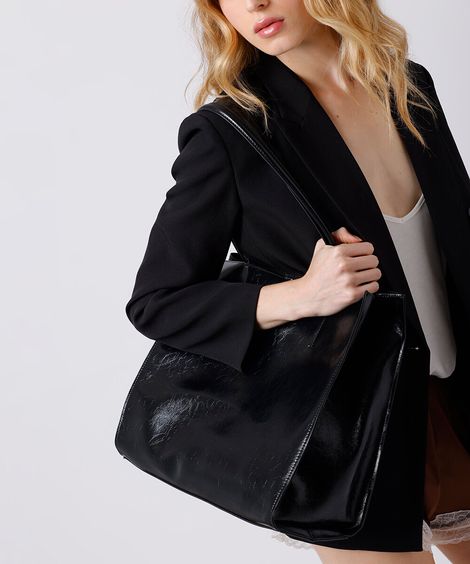 bolsa shopper texturizada mindset preta