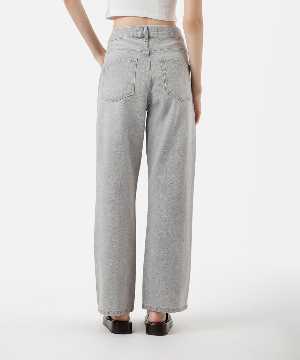 calça wide leg slim feminina jeans cinza