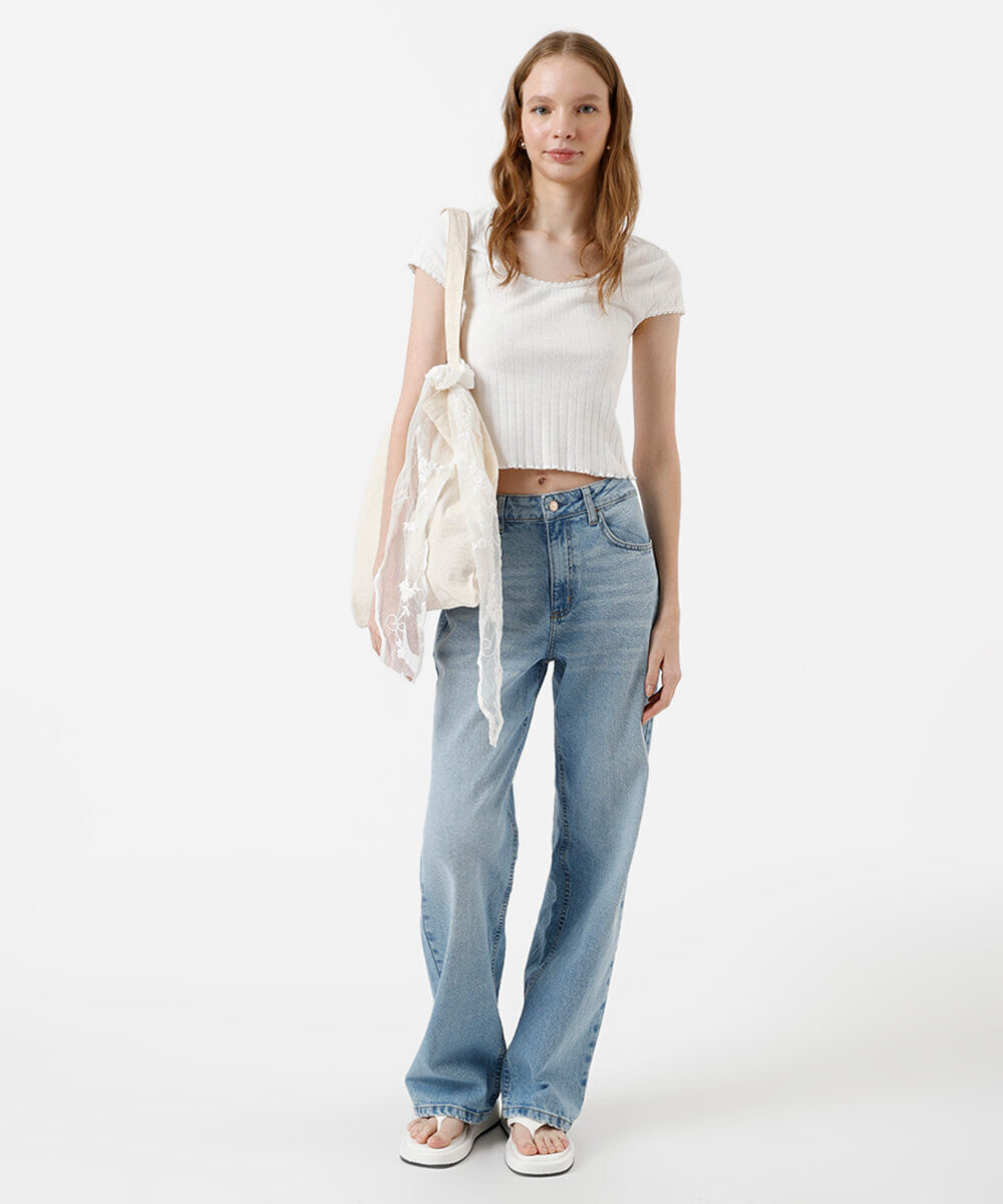 blusa baby look feminina de algodão canelado off white