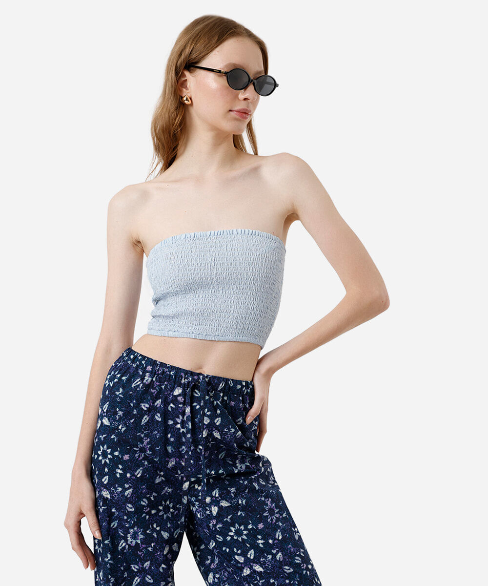 cropped texturizado feminino de algodão azul